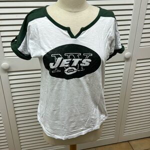 NFL Team Apparel NY Jets Football Green White Glittery Shirt Size Medium